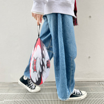 ラグビーボール型マルチメッシュポーチ